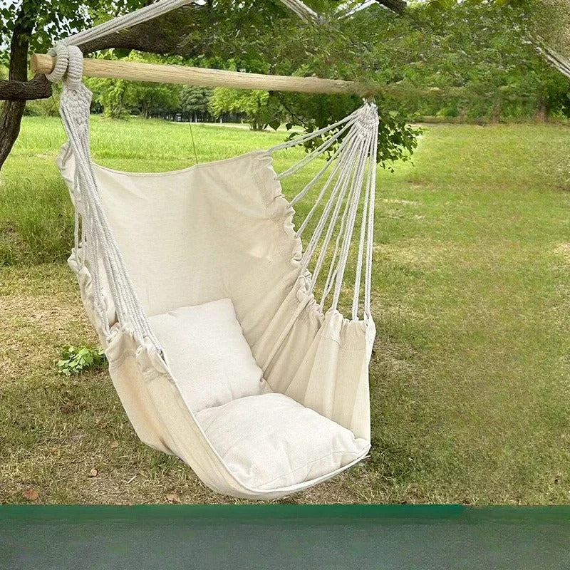 Chaise Hamac Suspendue en Tissu – 1 Place – Intérieur / Extérieur – Léger et Pliable – À Fixer