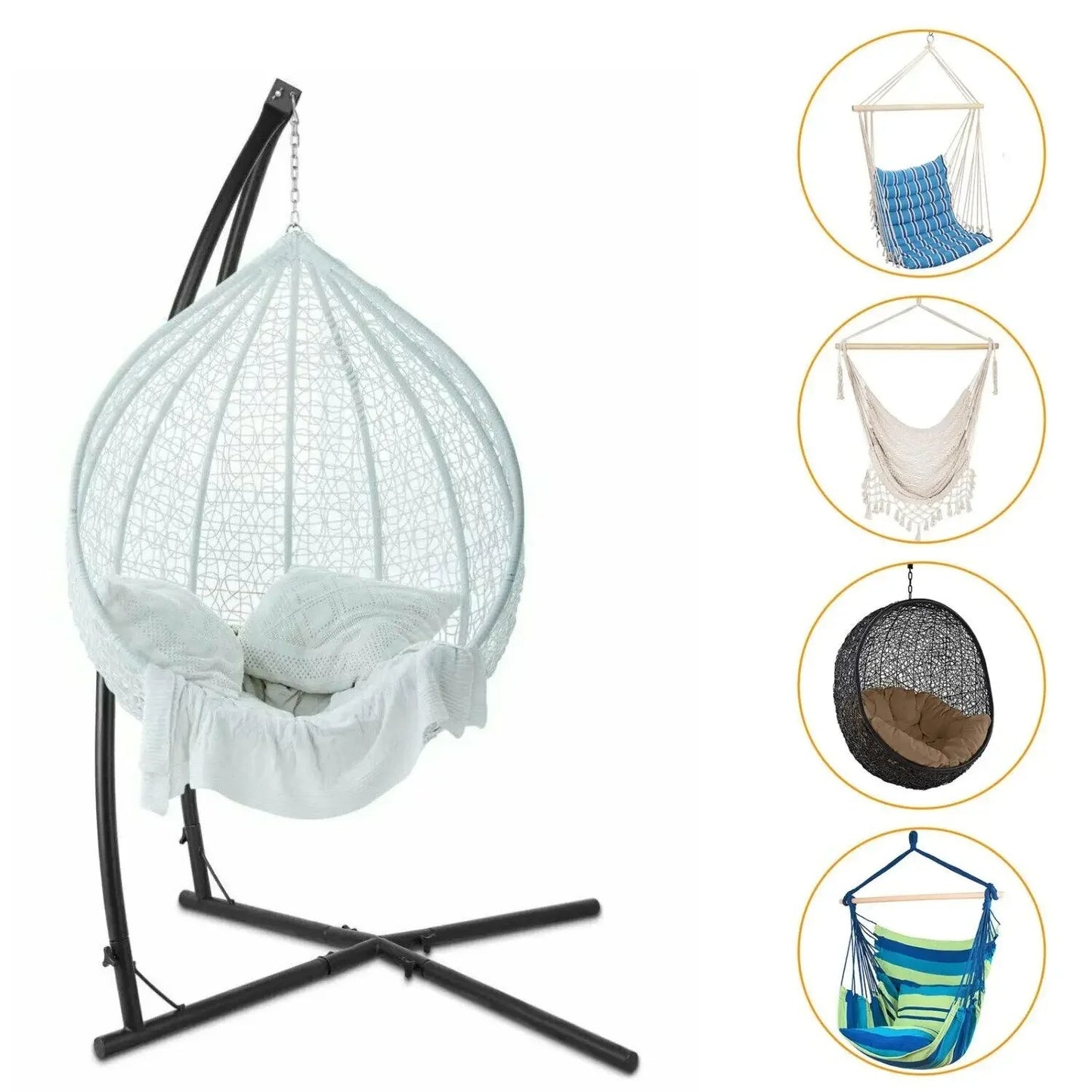 Hammock Chair Stand, Solid Steel Frame with Hook for Porch Swing