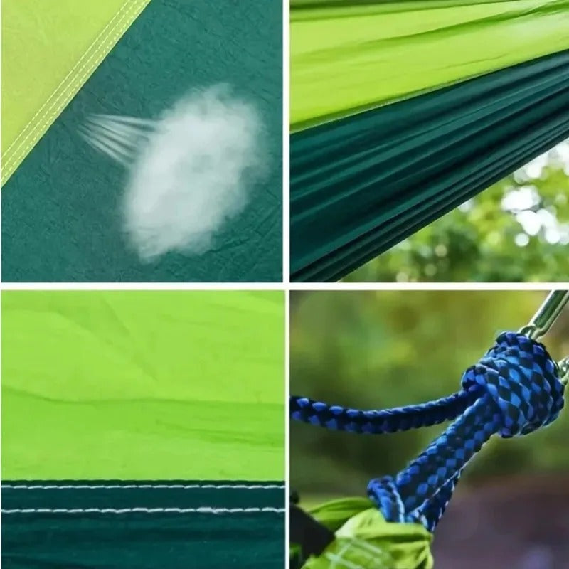 Hamac de Camping Double – Nylon Léger – 200 à 250 kg – Avec Sangles – Extérieur – Portable