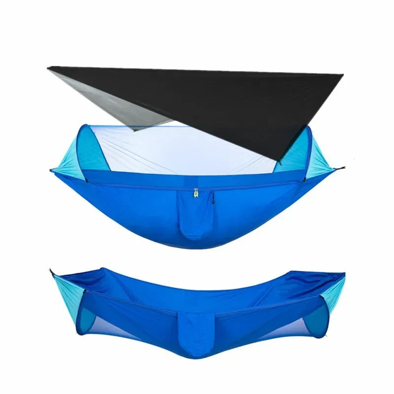 Hamac de Camping Double 290×140 cm – Avec Moustiquaire & Bâche Imperméable – Nylon 210T – Charge 250 kg