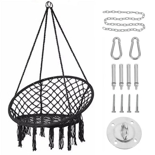 Chaise Suspendue Circulaire – Coton & Polyester – Structure Acier – Intérieur / Extérieur – 100 kg