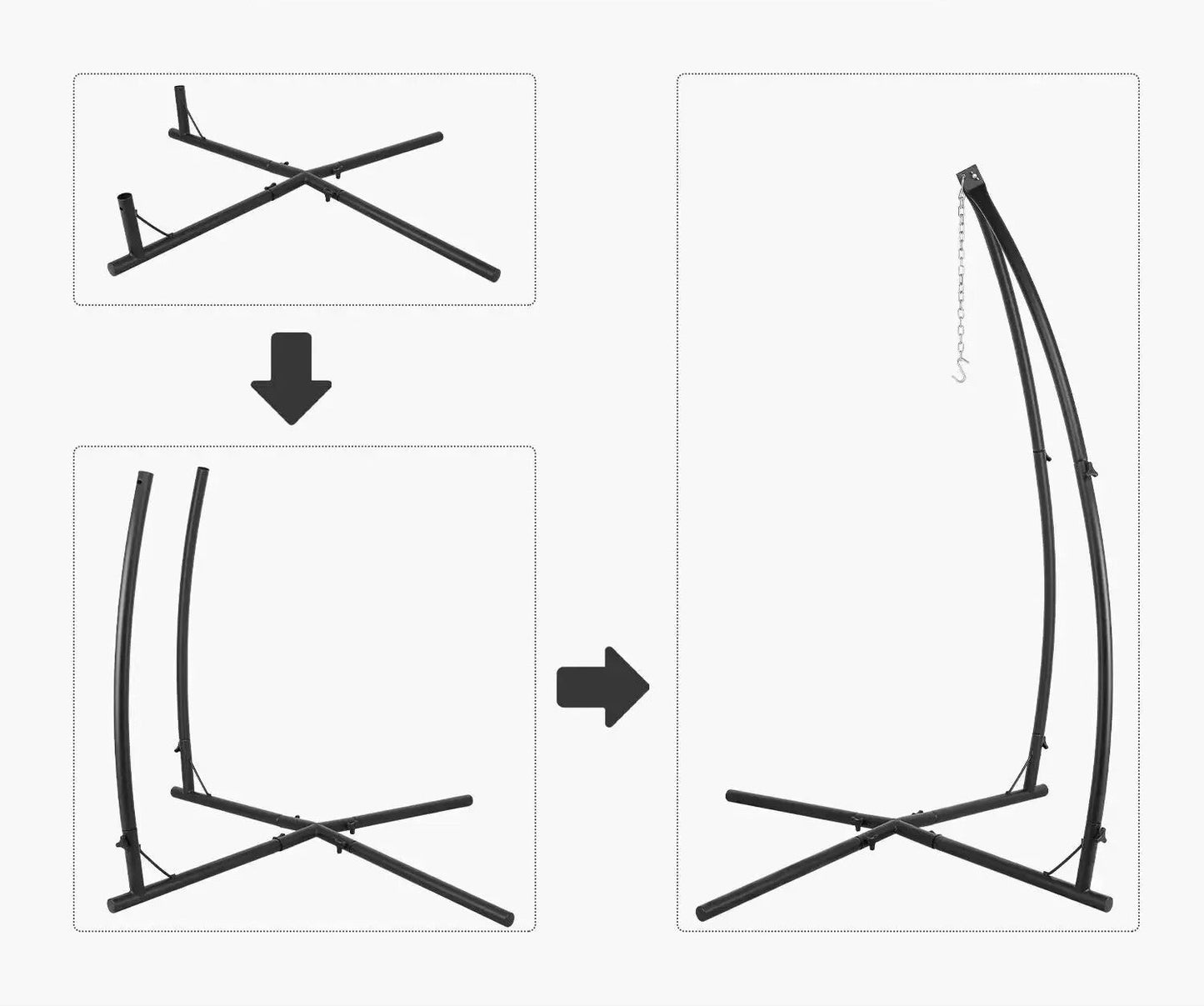 Hammock Chair Stand, Solid Steel Frame with Hook for Porch Swing