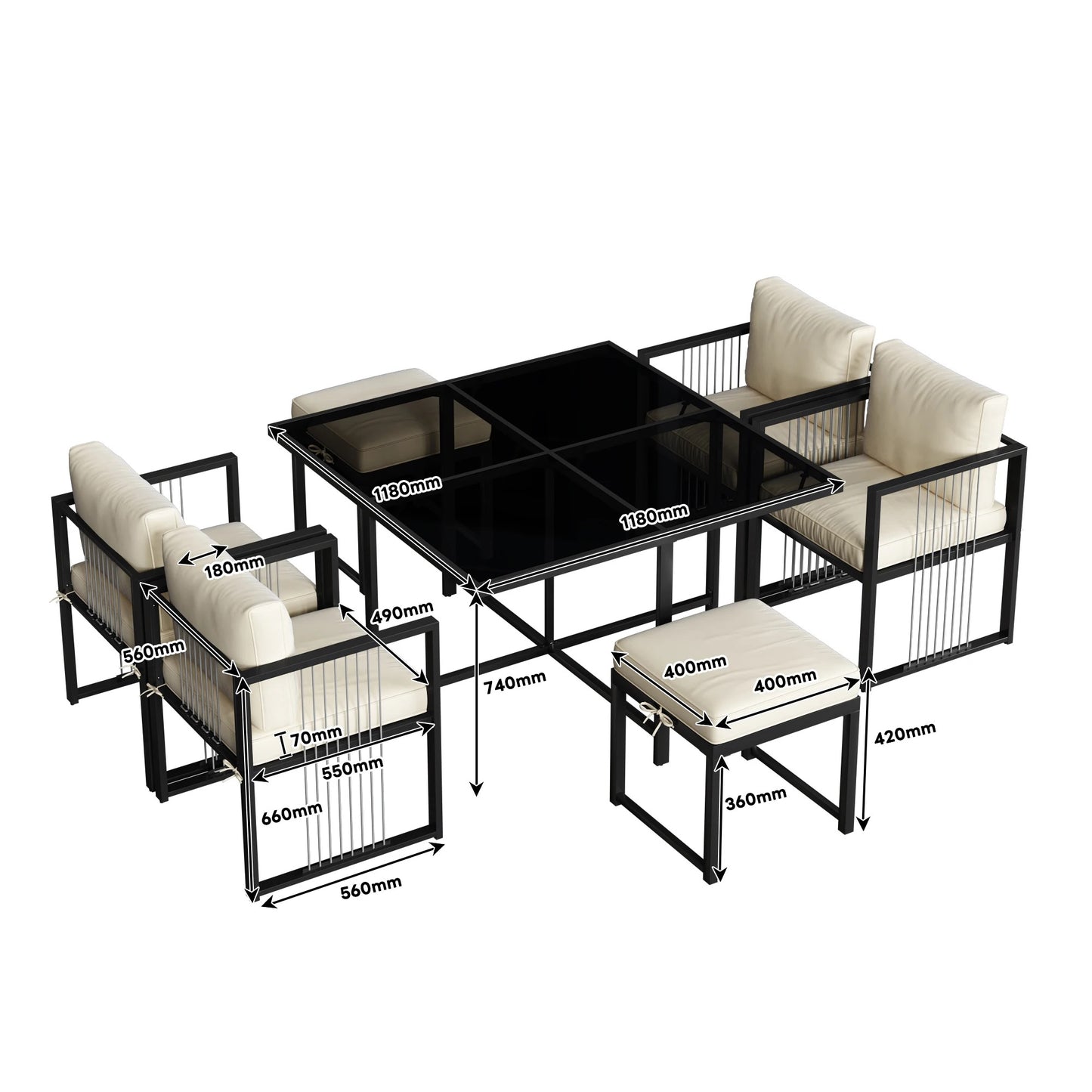 Garden furniture set for 6 people
