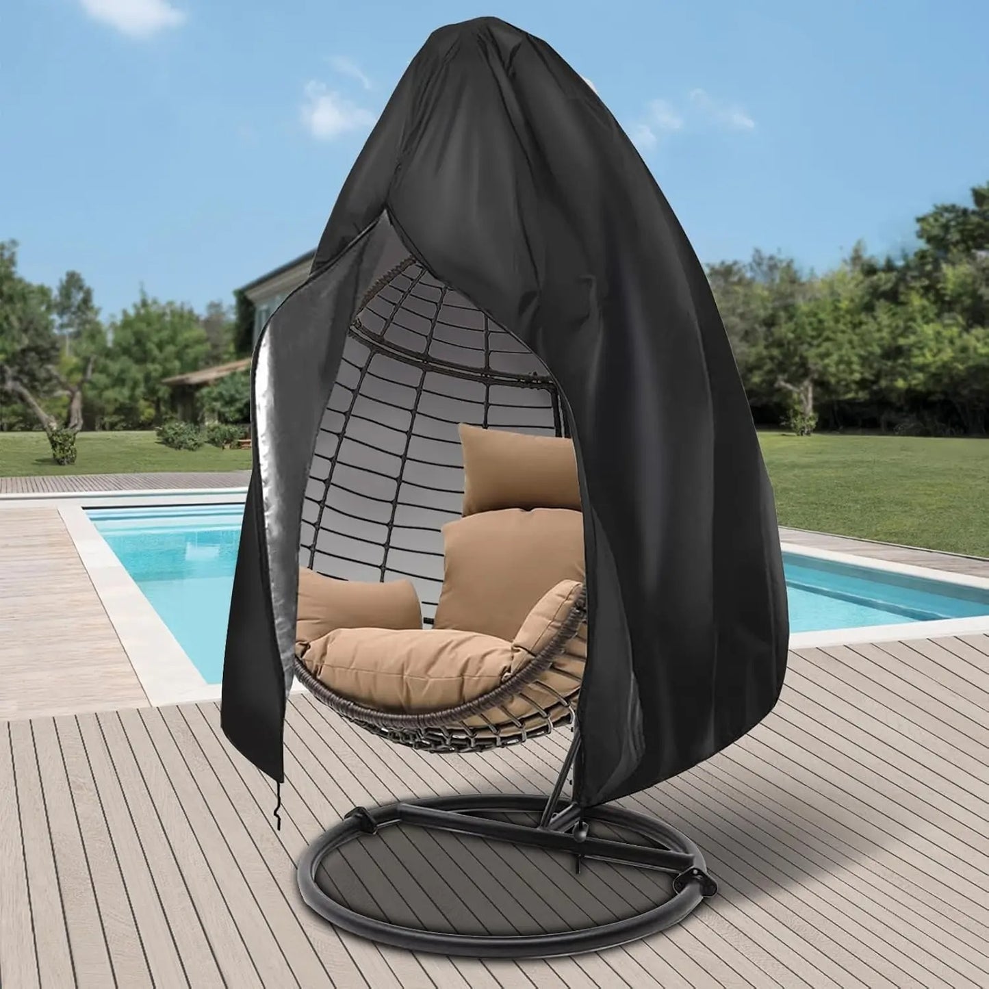Housse de Protection pour Chaise Suspendue Œuf – Extérieur – Résistante aux Intempéries – Fermeture Éclair