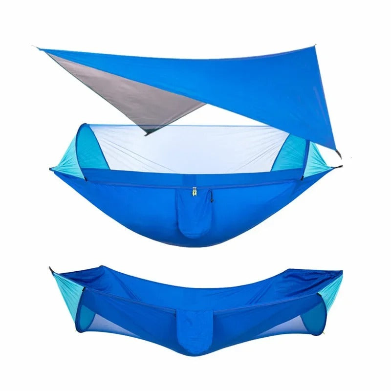 Hamac de Camping Double 290×140 cm – Avec Moustiquaire & Bâche Imperméable – Nylon 210T – Charge 250 kg