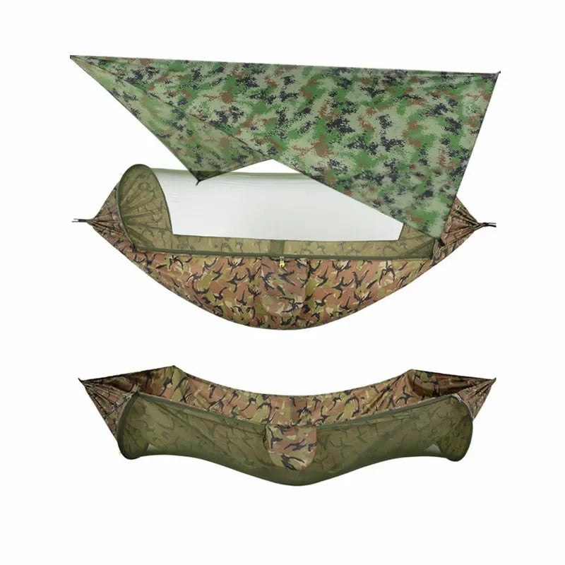 Hamac de Camping Double 290×140 cm – Avec Moustiquaire & Bâche Imperméable – Nylon 210T – Charge 250 kg