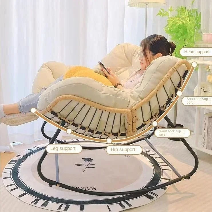 Chaise à Bascule Inclinable – Fauteuil de Détente Type Canapé Paresseux – Intérieur – Pour Salon ou Balcon