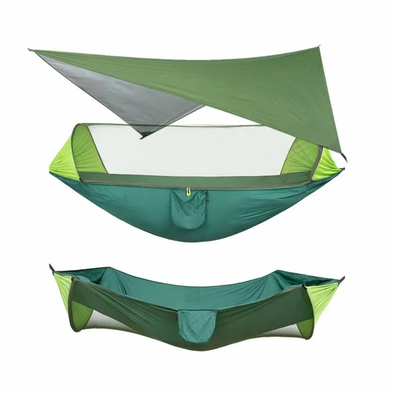 Hamac de Camping Double 290×140 cm – Avec Moustiquaire & Bâche Imperméable – Nylon 210T – Charge 250 kg