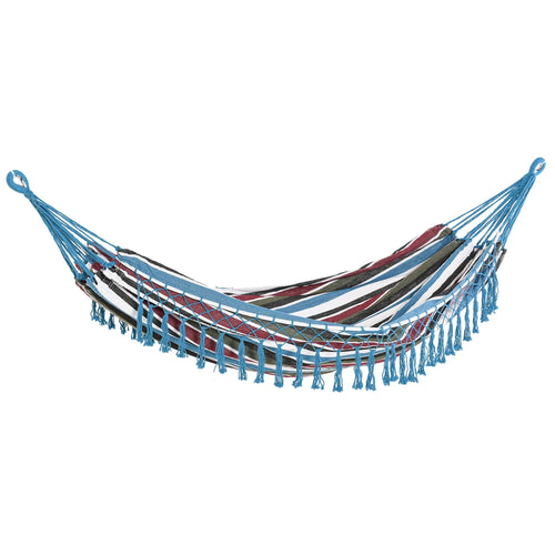 Hamac Double 285 x 150 cm – Coton & Polyester – Multicolore – Extérieur – 120 kg