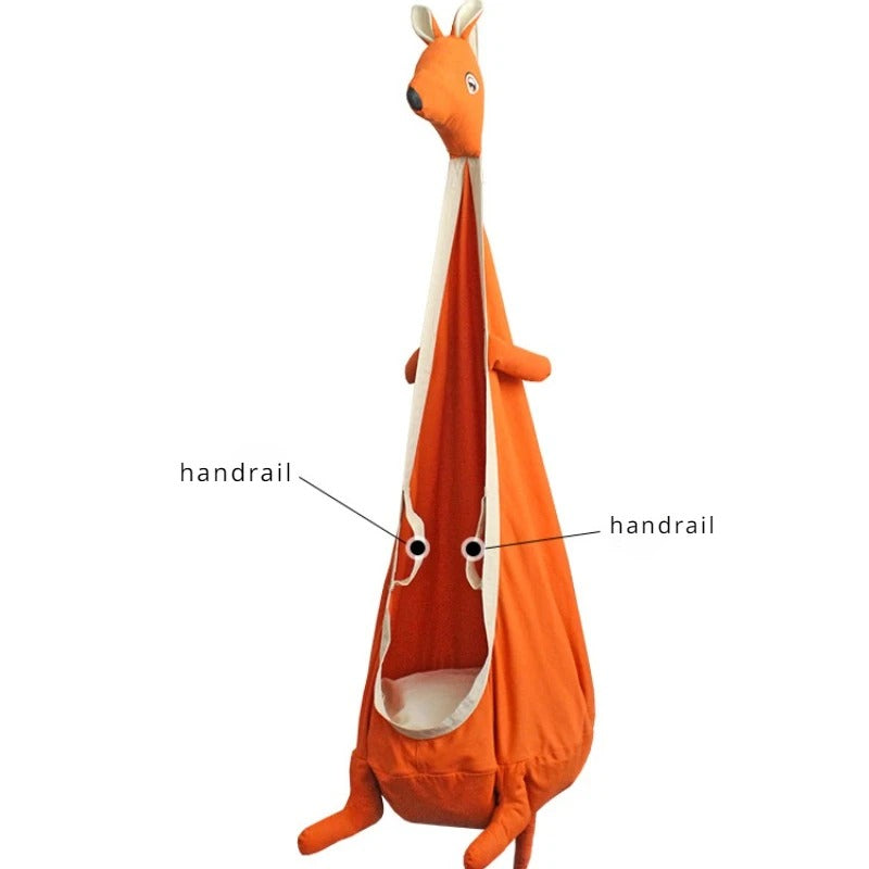 Balançoire Enfant Suspendue – Forme Kangourou – Toile Résistante – Intérieur / Extérieur – Avec Kit de Fixation