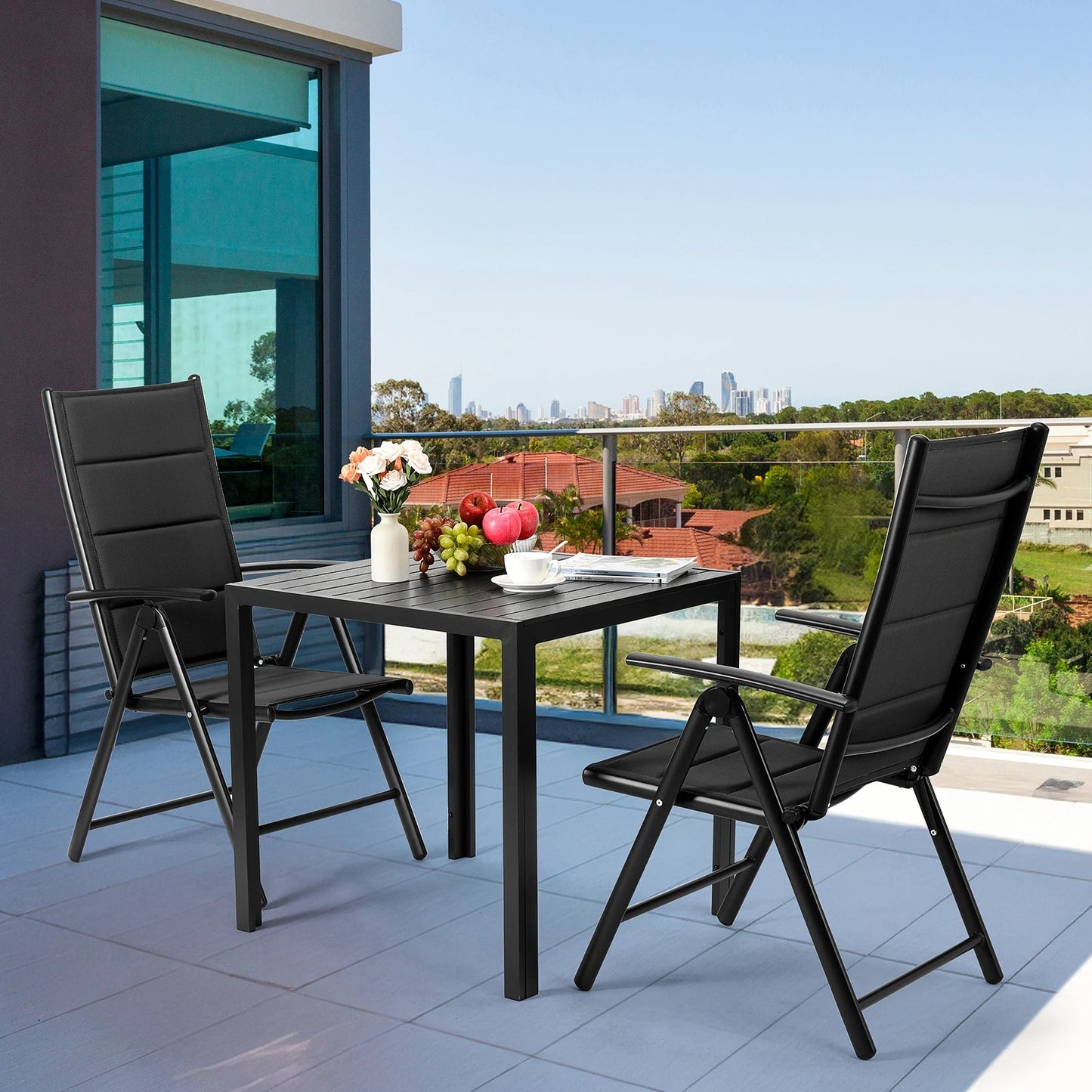 Chaise Pliante de Jardin – Aluminium & Tissu Teslin – Dossier Réglable 7 Positions – Extérieur – 120 kg