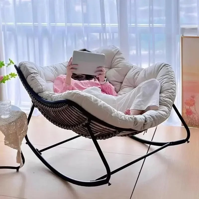 Chaise à Bascule Inclinable – Fauteuil de Détente Type Canapé Paresseux – Intérieur – Pour Salon ou Balcon