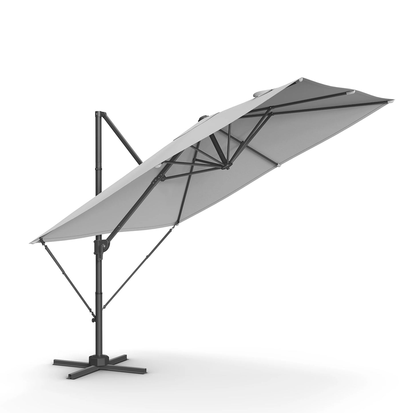 Parasol Déporté Carré 270x270 cm – Rotatif 360° – UPF 50+ – Base Métallique Incluse – Extérieur