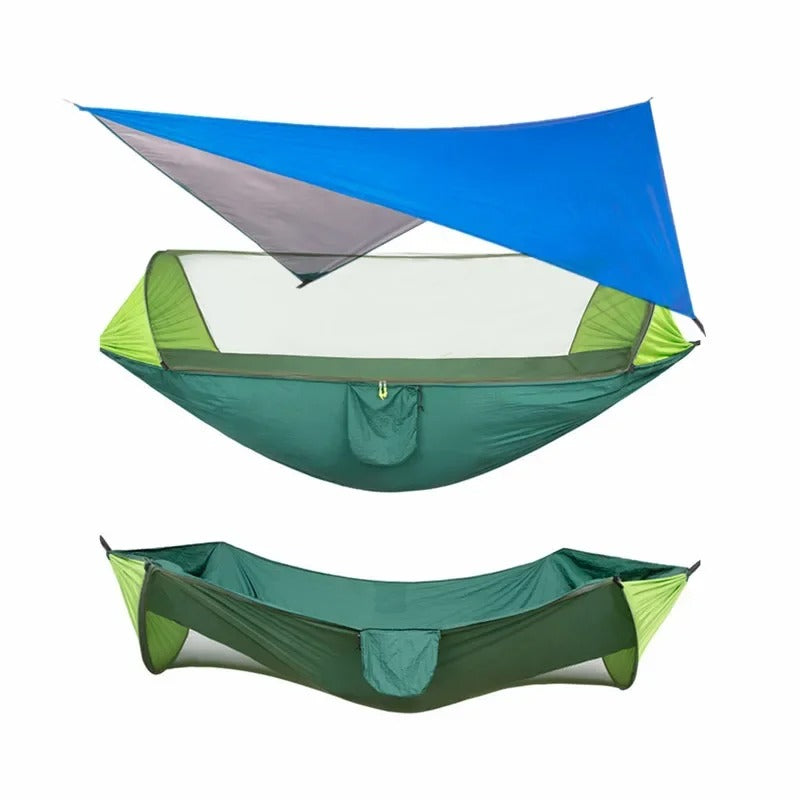 Hamac de Camping Double 290×140 cm – Avec Moustiquaire & Bâche Imperméable – Nylon 210T – Charge 250 kg