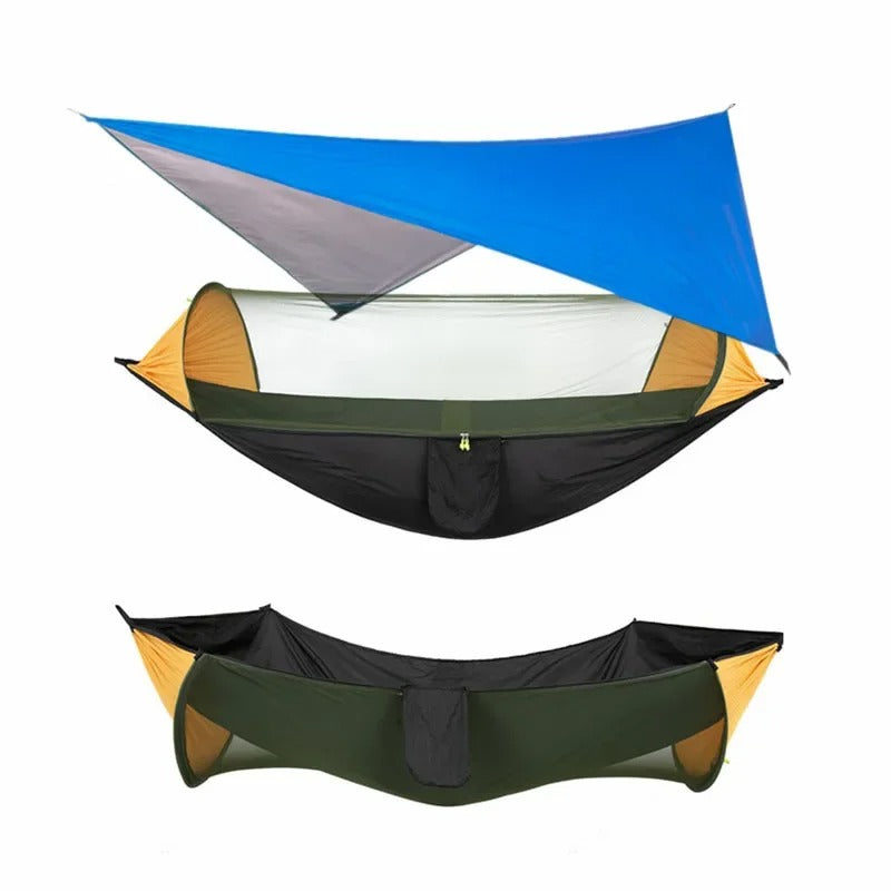 Hamac de Camping Double 290×140 cm – Avec Moustiquaire & Bâche Imperméable – Nylon 210T – Charge 250 kg