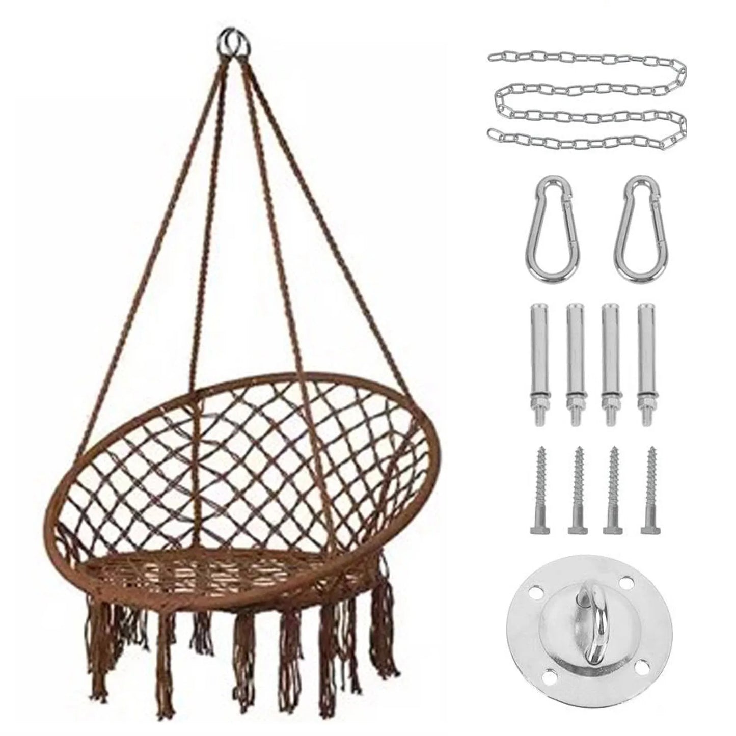 Chaise Suspendue Circulaire – Coton & Polyester – Structure Acier – Intérieur / Extérieur – 100 kg