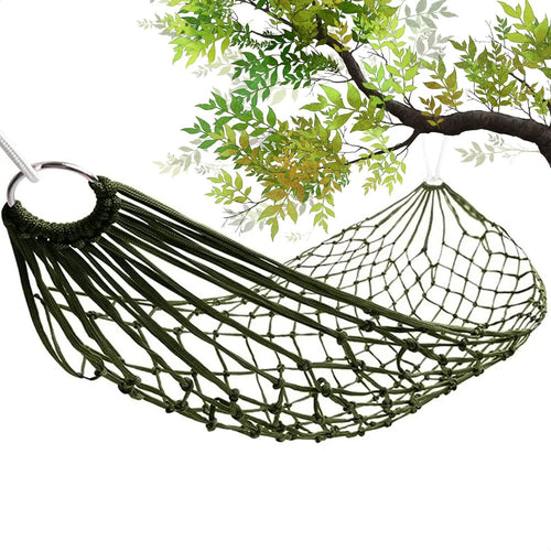 Hamac Léger de Camping – Nylon Tissé – Simple ou Double Maille – Avec Filet & Sangles – Extérieur / Pliable