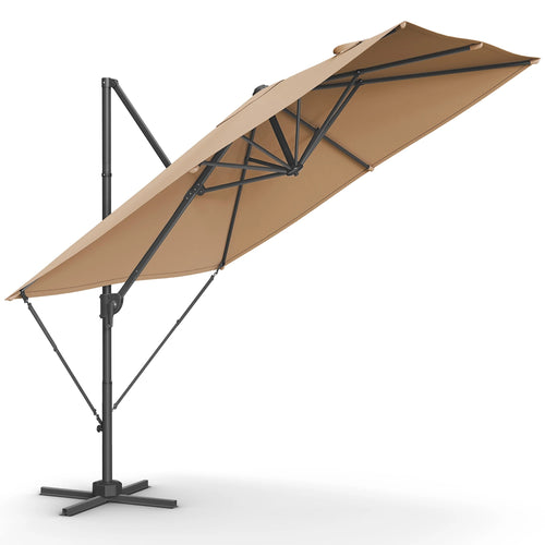Parasol Déporté Carré 270x270 cm – Rotatif 360° – UPF 50+ – Base Métallique Incluse – Extérieur