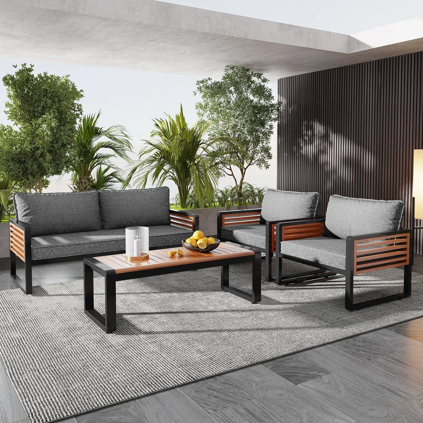 Garden furniture set with galvanized iron frame