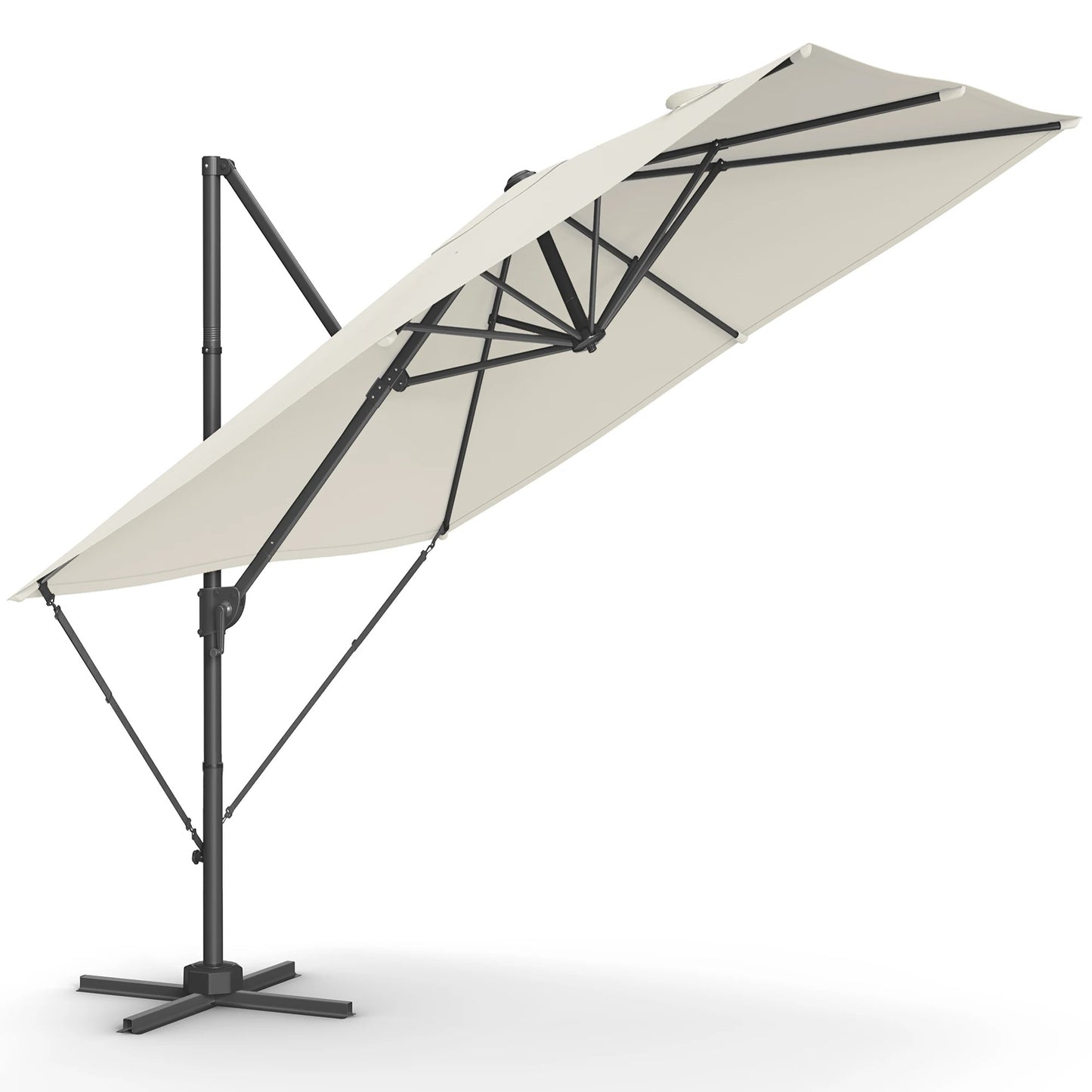 Parasol Déporté Carré 270x270 cm – Rotatif 360° – UPF 50+ – Base Métallique Incluse – Extérieur
