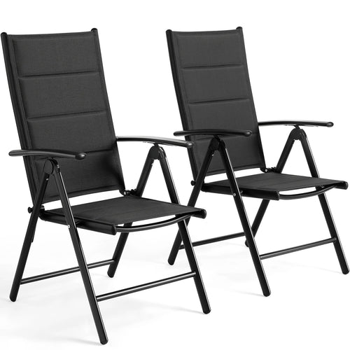 Chaise Pliante de Jardin – Aluminium & Tissu Teslin – Dossier Réglable 7 Positions – 2 pièces-Extérieur – 120 kg