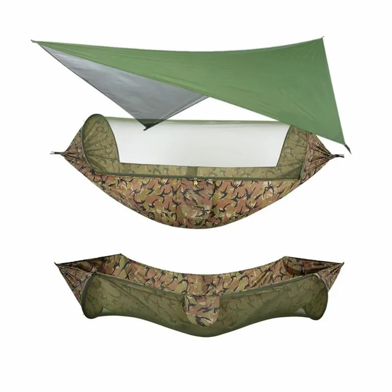Hamac de Camping Double 290×140 cm – Avec Moustiquaire & Bâche Imperméable – Nylon 210T – Charge 250 kg