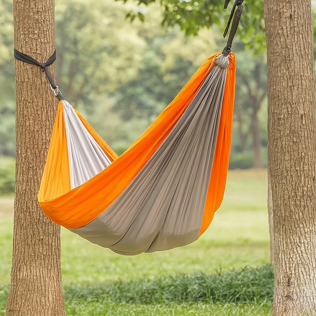 Hamac de Camping Double – Nylon Léger – 200 à 250 kg – Avec Sangles – Extérieur – Portable