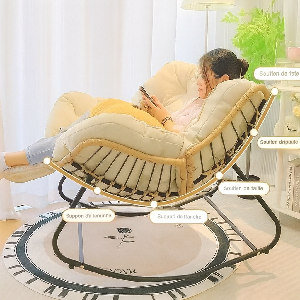 Chaise à Bascule Inclinable – Fauteuil Relax Douillet – Intérieur