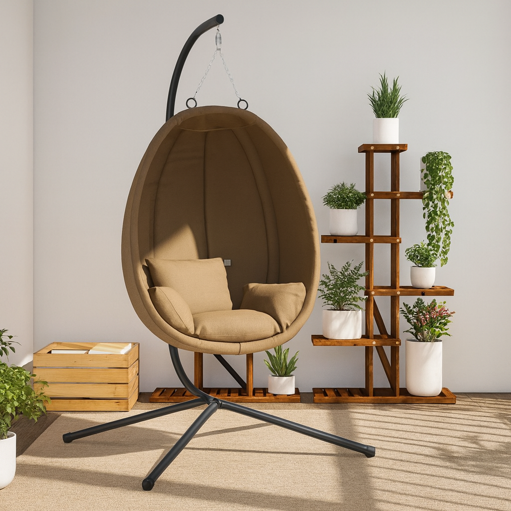 Chaise Suspendue Œuf avec Support en Acier – Intérieur / Extérieur