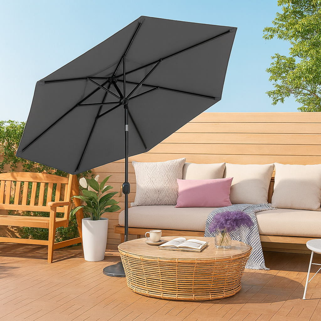 Parasol Inclinable avec Sac de Transport – Ø 180 cm – Toile Polyester 180 g/m² – Extérieur – UV / Imperméable