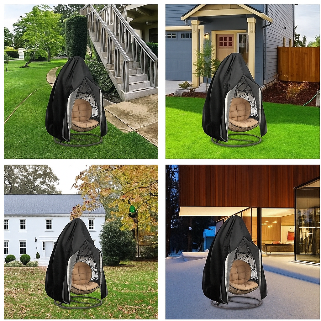 Housse de Protection pour Chaise Suspendue Œuf – Extérieur – Résistante aux Intempéries – Fermeture Éclair