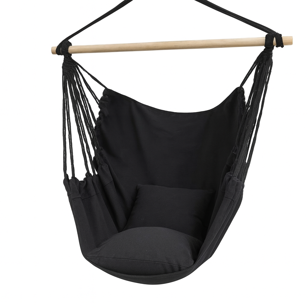 Chaise Hamac Suspendue en Tissu – 1 Place-150 kg – Pliable avec Sac de Rangement – Intérieur/Extérieur