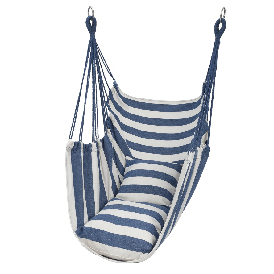 Chaise Hamac Suspendue en Tissu – 1 Place-150 kg – Pliable avec Sac de Rangement – Intérieur/Extérieur