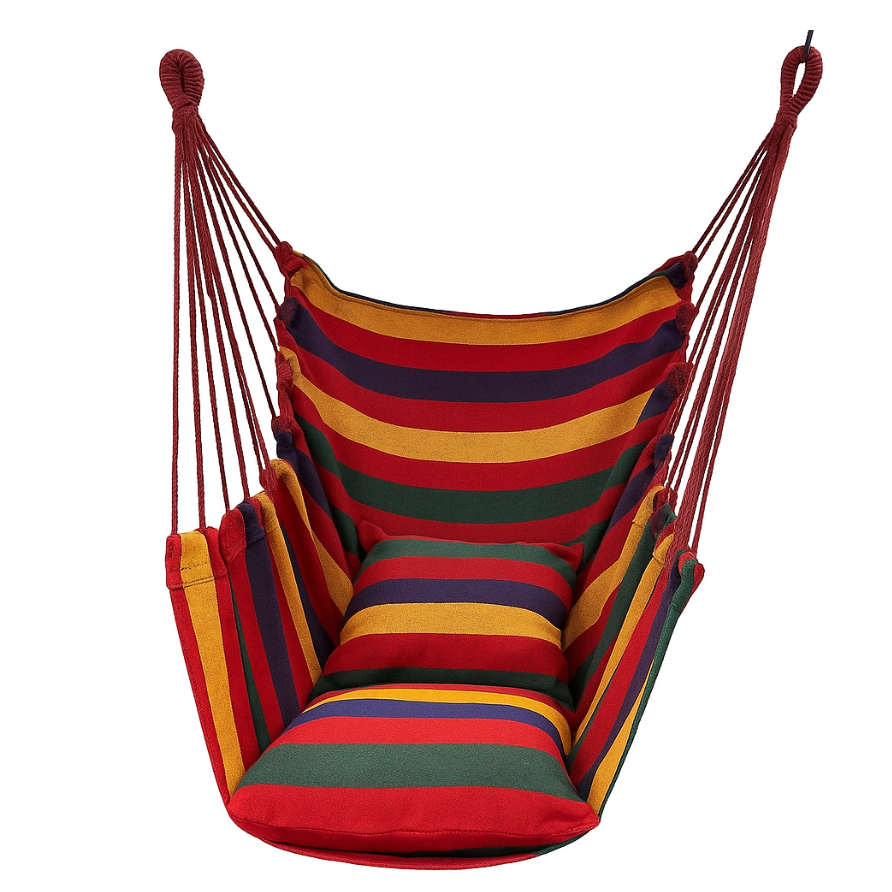 Chaise Hamac Suspendue en Tissu – 1 Place-150 kg – Pliable avec Sac de Rangement – Intérieur/Extérieur