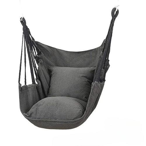 Chaise Hamac Suspendue – Toile Coton / Polyester – Portable – Extérieur / Camping / Terrasse – À Fixer