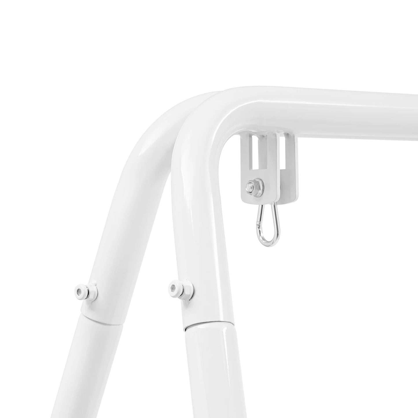 Support au Sol pour Chaise Suspendue – Structure Triangulaire – Fer Thermolaqué – Intérieur / Extérieur – Blanc