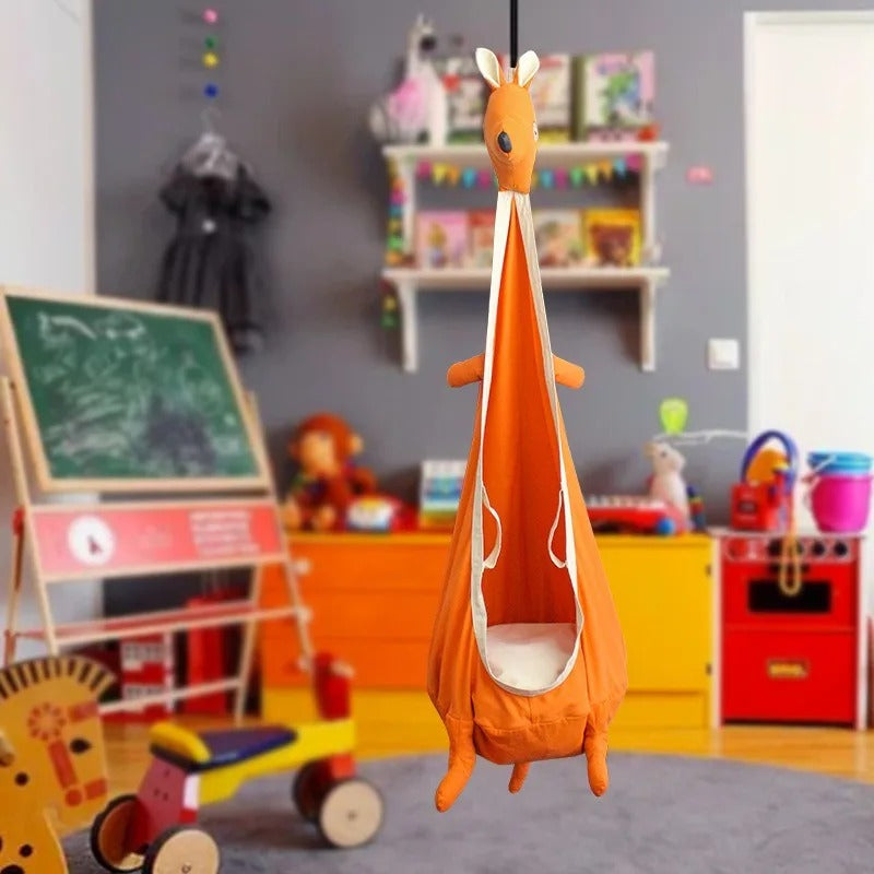 Balançoire Enfant Suspendue – Forme Kangourou – Toile Résistante – Intérieur / Extérieur – Avec Kit de Fixation