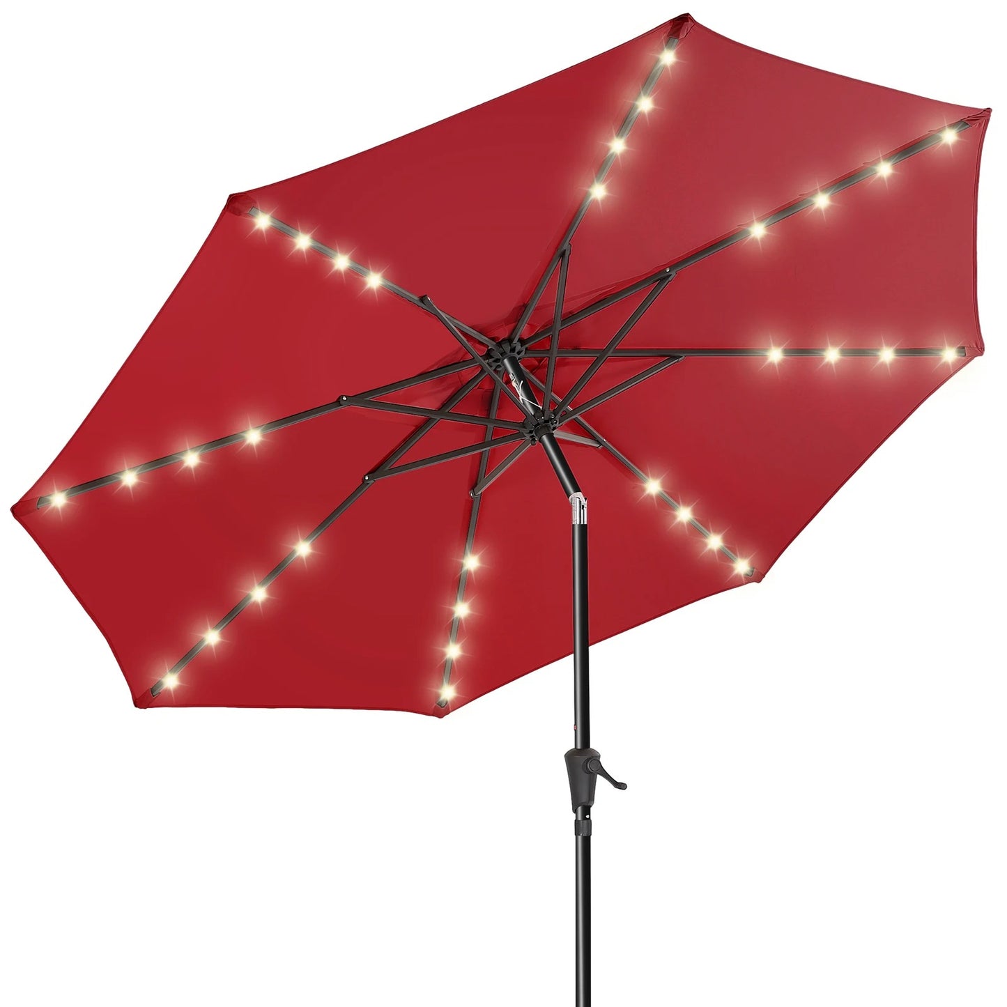 Parasol de Terrasse avec LED Solaires – Tissu UPF 50+ – Manivelle – 2,7 m