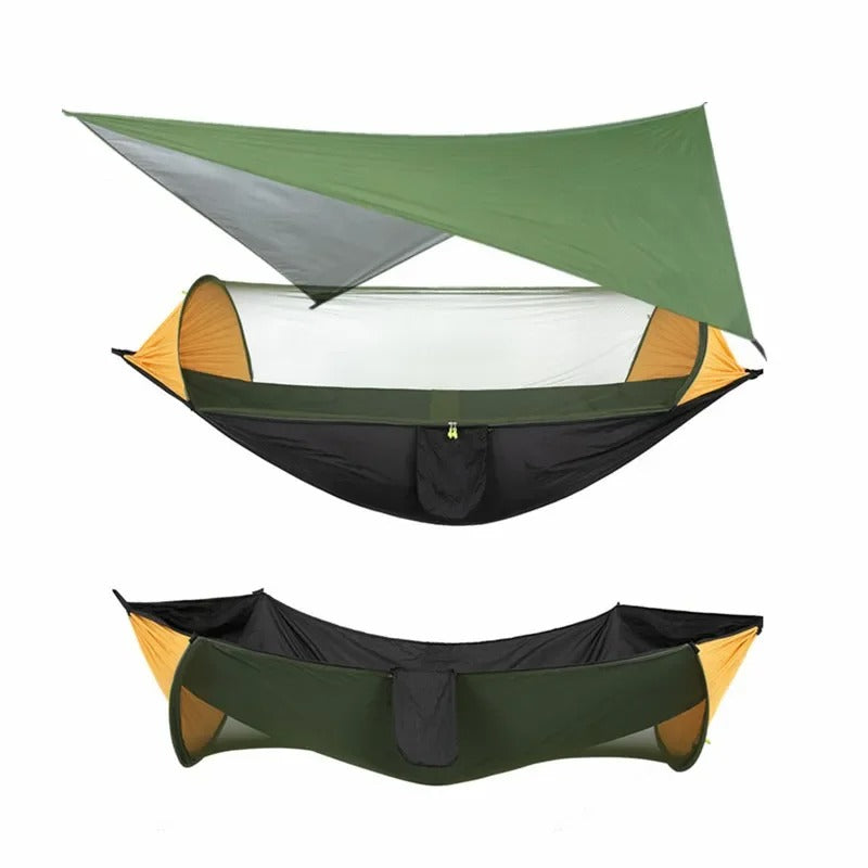 Hamac de Camping Double 290×140 cm – Avec Moustiquaire & Bâche Imperméable – Nylon 210T – Charge 250 kg