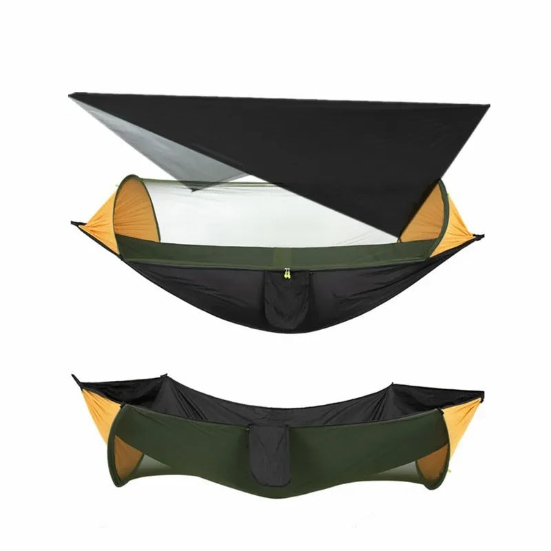 Hamac de Camping Double 290×140 cm – Avec Moustiquaire & Bâche Imperméable – Nylon 210T – Charge 250 kg