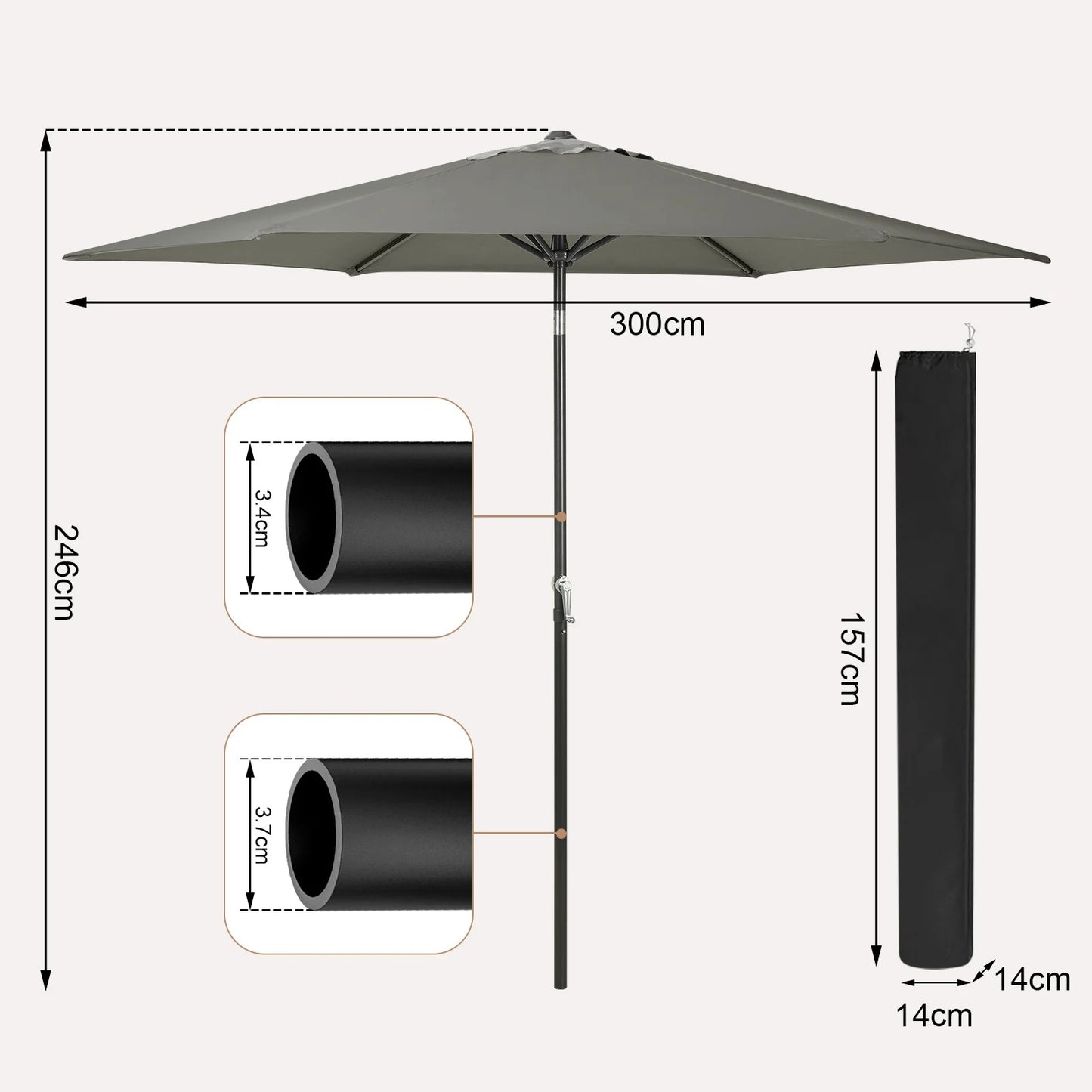 Hexagonal UV Resistant Waterproof 45° Parasol