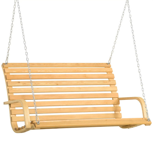 Banc Suspendu 2 Places Outsunny – Larch Wood, Chaînes Métalliques, Charge 240 kg