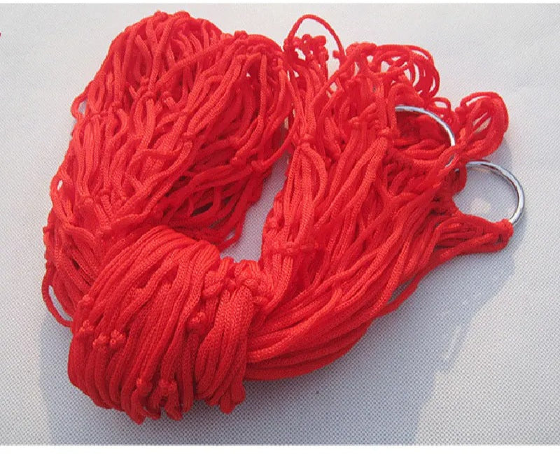 Hamac Léger de Camping – Nylon Tissé – Simple ou Double Maille – Avec Filet & Sangles – Extérieur / Pliable