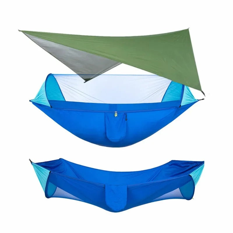 Hamac de Camping Double 290×140 cm – Avec Moustiquaire & Bâche Imperméable – Nylon 210T – Charge 250 kg