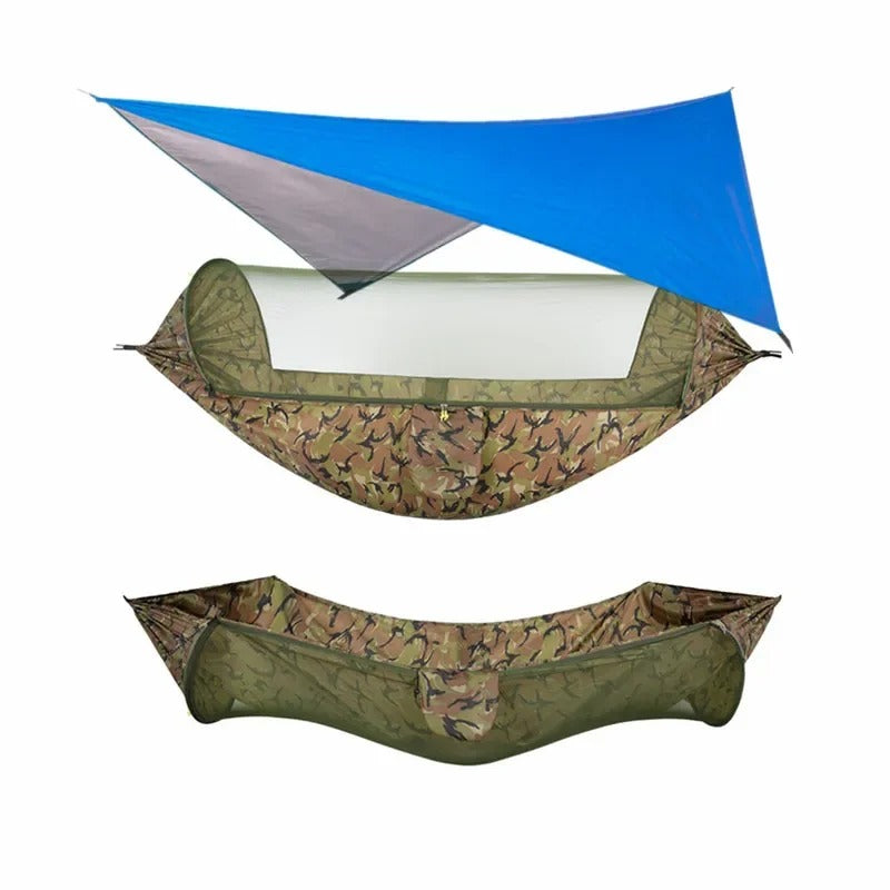 Hamac de Camping Double 290×140 cm – Avec Moustiquaire & Bâche Imperméable – Nylon 210T – Charge 250 kg