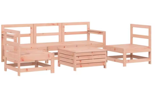 Salon de Jardin 6 Pièces Modulable – Bois de Sapin Douglas Brut – Sans Coussins – Extérieur