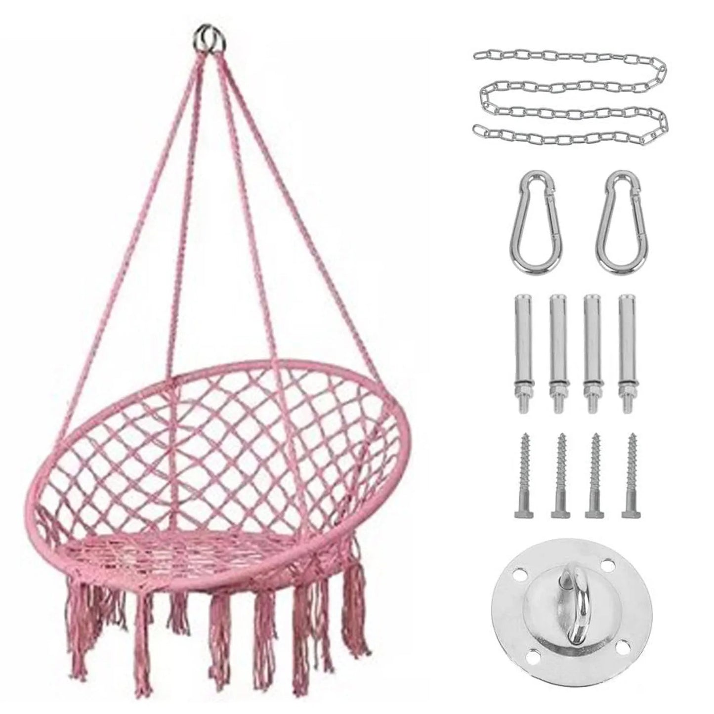 Chaise Suspendue Circulaire – Coton & Polyester – Structure Acier – Intérieur / Extérieur – 100 kg