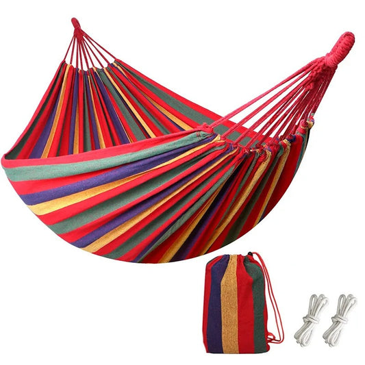 Hamac de camping en toile avec cordes – 175 x 70 cm, pour extérieur, capacité 100 kg