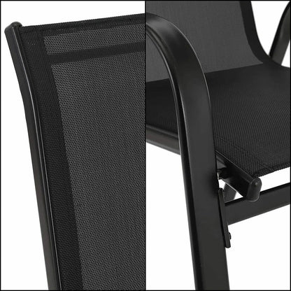 Lot de 4 Chaises de Jardin Empilables – Structure Métal Thermolaqué & Assise en Tissu Teslin – Résistantes aux Intempéries – 150 kg