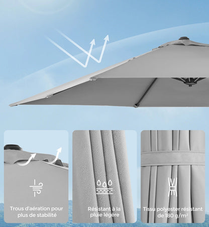Parasol Déporté Carré 270x270 cm – Rotatif 360° – UPF 50+ – Base Métallique Incluse – Extérieur